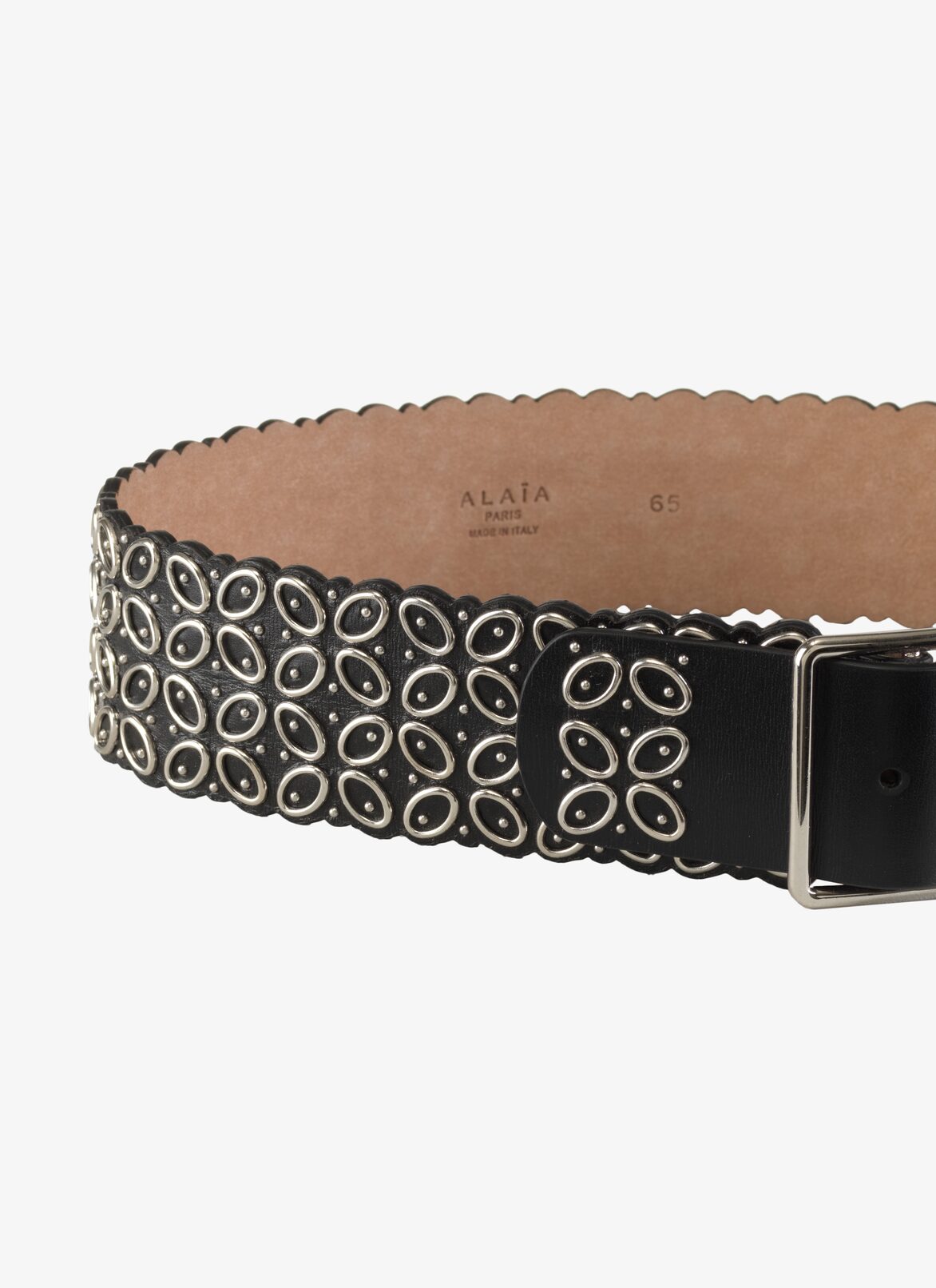 Floral Eyelet Calfskin Belt ALAÏA BLACK FLORAL EYELET CALFSKIN BELT